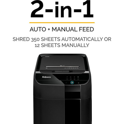 Fellowes AutoMaxtrade 350C Auto Feed Shredder - Non-continuous Shredder - Cross Cut - 350 Per Pass - for shredding Staples Paper - 4964001