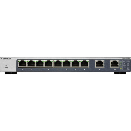 Netgear GS110MX Ethernet Switch - 8 Ports - 2 Layer Supported - Twisted Pair - Rack-mountable Wall Mountable Desktop - Lifetime GS110MX-100NAS