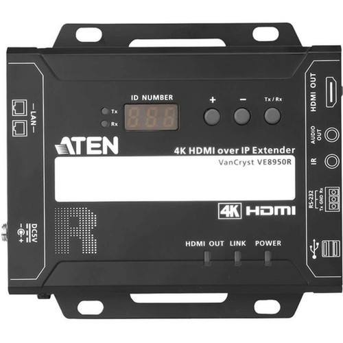 ATEN VE8950R 4K HDMI over IP Receiver - 1 Remote Users - 4K - 4096 x 2160 Maximum Video Resolution - 2 x Network RJ-45 - 2 x USB - VE8950R