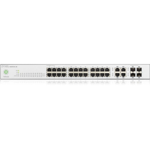 ZYXEL 24-port GbE Nebula Cloud Managed Switch - 28 Ports - Manageable - 4 Layer Supported - Modular - 4 SFP Slots - 2720 W Power - - NSW100-28