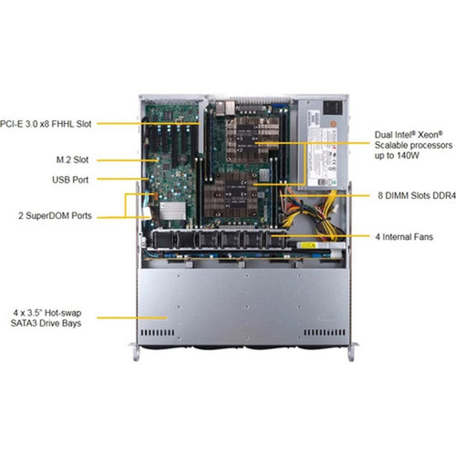 Supermicro SuperServer 6019P-MT Server Barebone System - 1U Rack-mountable - Socket P LGA-3647 - 2 x Processor Support - Intel C621 - SYS-6019P-MT