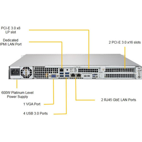 Supermicro SuperServer 1029P-WT Server Barebone System - 1U Rack-mountable - Socket P LGA-3647 - 2 x Processor Support - Intel C621 - SYS-1029P-WT