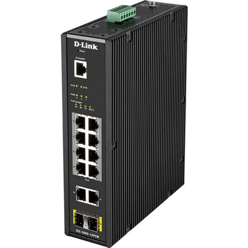 D-Link 12-Port Gigabit Smart Managed Industrial PoE Switch-Wide Temp-240W PoE Budget - 12 Ports - Manageable - Gigabit Ethernet - - 2 DIS-200G-12PSW