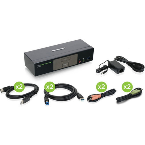 IOGEAR 2-Port 4K DisplayPort KVMP Switch with Dual Video Out and RS-232 - 2 Computers - 1 Local Users - 4096 x 2160 - 6 x USB - 1 GCS1932M