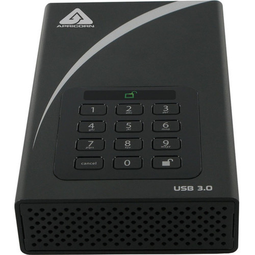Apricorn Aegis Padlock DT ADT-3PL256-12TB 12 TB Desktop Hard Drive - External - Black  - USB 30 - 256-bit Encryption Standard - 1 ADT-3PL256-12TB