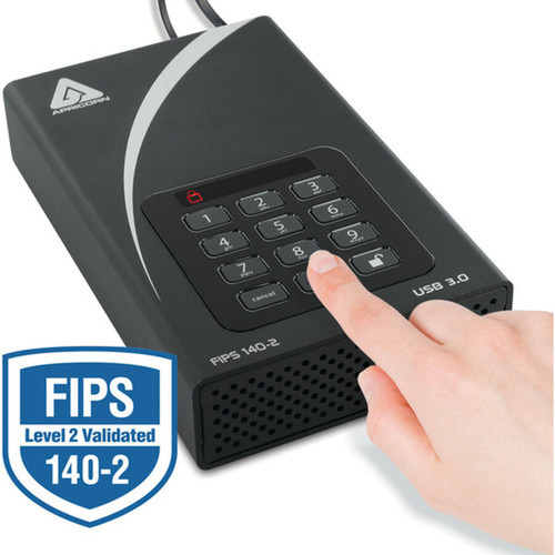Apricorn Aegis Padlock DT FIPS ADT-3PL256F-12TB 12 TB Desktop Hard Drive - External - Black  - USB 30 - 256-bit Encryption Standard - ADT-3PL256F-12TB
