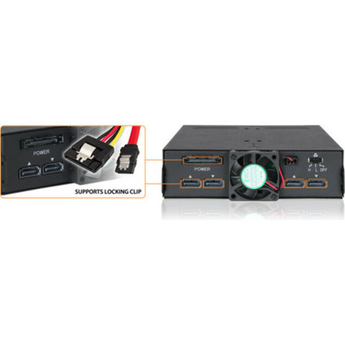 Icy Dock ToughArmor MB607SP-B Drive Enclosure for 525 - Serial ATA600 Host Interface Internal - Black - 4 x HDD Supported - 4 x SSD MB607SP-B