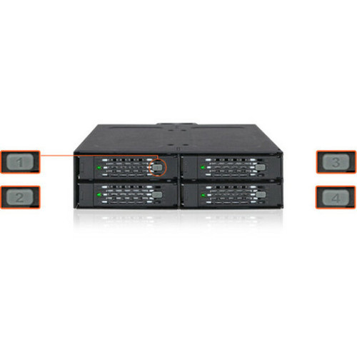 Icy Dock ToughArmor MB607SP-B Drive Enclosure for 525 - Serial ATA600 Host Interface Internal - Black - 4 x HDD Supported - 4 x SSD MB607SP-B