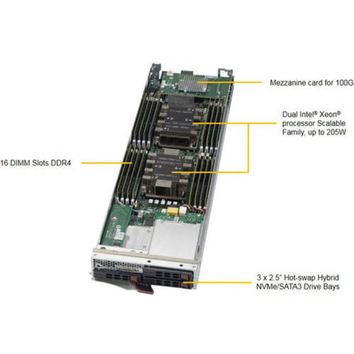 Supermicro SuperBlade SBI-4129P-T3N Server Barebone System - Blade - Socket P LGA-3647 - 2 x Processor Support - Intel C622 Chip - 2 - SBI-4129P-T3N