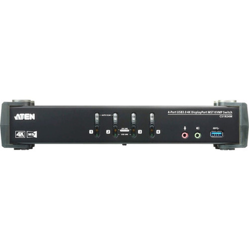 ATEN 4-Port USB 30 4K DisplayPort MST KVMP Switch Cables Included - 4 Computers - 1 Local Users - 4096 x 2160 - 8 x USB - 1 x - CS1924M