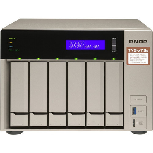 QNAP Powerful NAS with AMD RX-421BD Quad-Core APU and PCIe Expandability - R-Series RX-421BD Quad-core 4 Core 210 GHz - 6 x HDD - 8 TVS-673E-8G-US