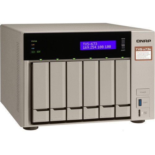QNAP Powerful NAS with AMD RX-421BD Quad-Core APU and PCIe Expandability - R-Series RX-421BD Quad-core 4 Core 210 GHz - 6 x HDD - 8 TVS-673E-8G-US