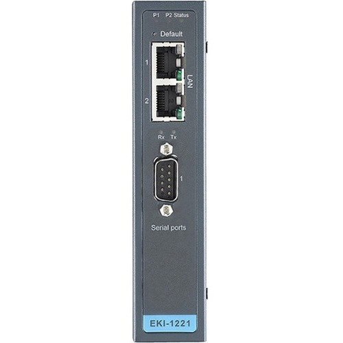 Advantech 1-port Modbus Gateway - Twisted Pair - 2 x Network RJ-45 - 1 x Serial Port - 10100Base-TX - Fast Ethernet - Wall EKI-1221-CE
