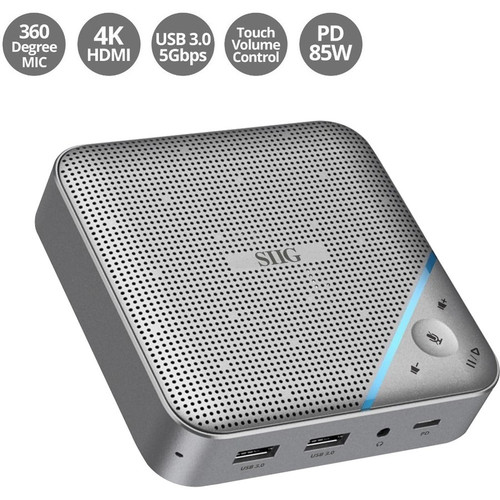 SIIG USB-C Multitask Mini Dock with Conference Speaker - for TV/Monitor/Notebook/Desktop PC - 100 W - USB Type C - 1 Displays - 4K - x (Fleet Network)