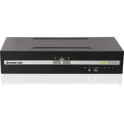 IOGEAR 2-Port Dual View DisplayPort Secure KVM Switch w/Audio and CAC Support - 2 Computer(s) - 1 Local User(s) - 3840 x 2160 - 50 Hz, (Fleet Network)