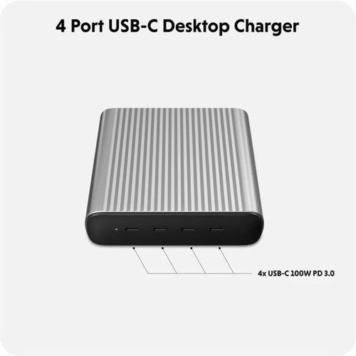 Hyper 245W GaN USB-C Charging Station for Desktop - Charging Capability - 245 W - USB Type C - 4 x USB Ports - USB Type-C - Wired HJGAN245-US