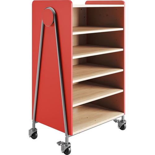 Safco Whiffle Typical 3 Double 48 - 4 Shelf - 4 Casters - Laminate High Pressure Laminate HPL Particleboard Polyvinyl Chloride - 3923RED