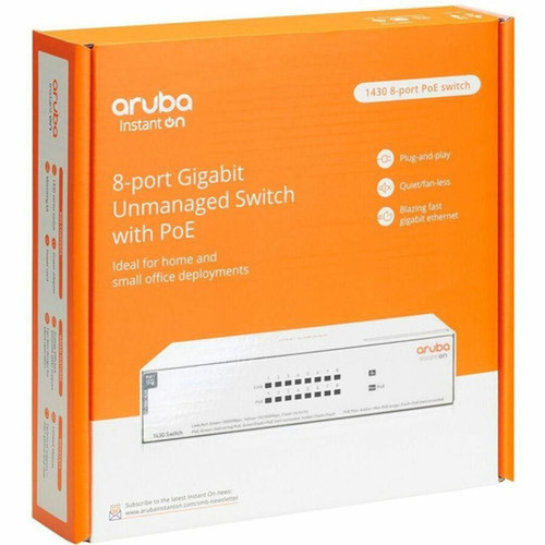 HPE Instant On 1430 8G Class4 PoE 64W Switch - 8 Ports - Gigabit Ethernet - 101001000Base-T - 2 Layer Supported - 90 W Power - 64 W R8R46AB2C