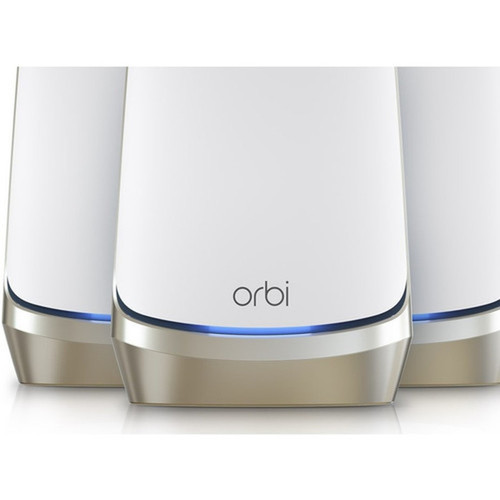 Netgear Orbi RBKE963 Wi-Fi 6 IEEE 80211ax Ethernet Wireless Router - Quad Band - 240 GHz ISM Band - 5 GHz UNII Band - 12 x x - 135 RBKE963-100CNS