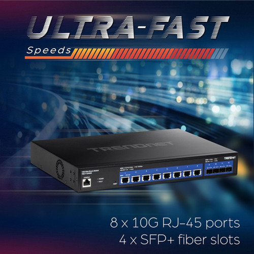 TRENDnet 12-Port 10G Web Smart Switch - 12 Ports - Manageable - 10 Gigabit Ethernet - 10GBase-T 10GBase-X - 3 Layer Supported - - W - TEG-7124WS