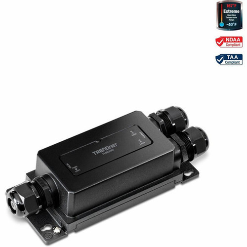TRENDnet 2-Port Industrial Outdoor Gigabit PoE Extender Hardened IP67 Extreme Temperature Rated Housing Extends PoE Connection 2 TI-BE200