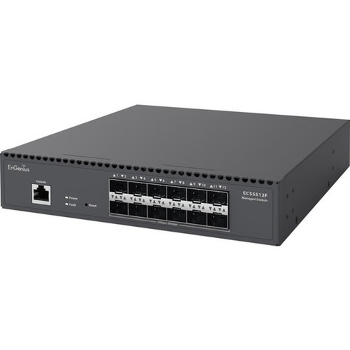 EnGenius Cloud Managed 12-Port 10 Gigabit SFP Half-Rack Aggregate Fiber Switch - Manageable - 10 Gigabit Ethernet - 10GBase-X - 2 - - ECS5512F