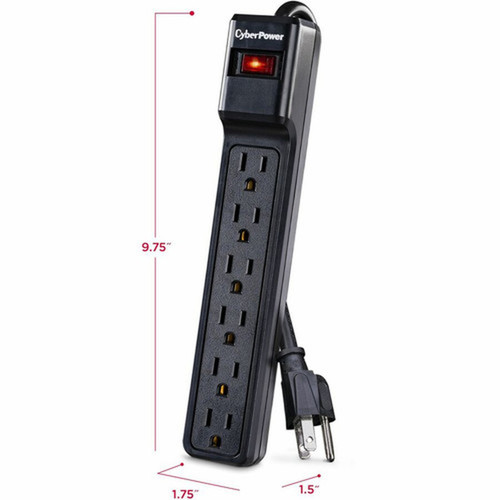 CyberPower_CSB604_Essential_6-Outlets_Surge_Suppressor_with_900_Joules_and_4FT_Cord_-_Plain_Brown_Boxes_-_6_x_NEMA_5-15R_-_900_J_-_125_CSB604
