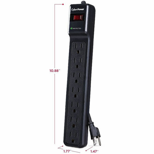CyberPower_CSB706_Essential_7-Outlets_Surge_Suppressor_with_1500_Joules_and_6FT_Cord_-_Plain_Brown_Boxes_-_7_x_NEMA_5-15R_-_1500_J_-_V_CSB706