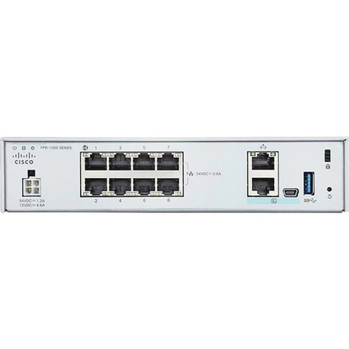 Cisco Firepower FPR-1010 Network SecurityFirewall Appliance - 8 Port - 101001000Base-T - Gigabit Ethernet - 2 Gbits Firewall - No FPR1010E-ASA-K9