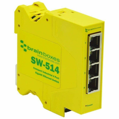Brainboxes Compact Industrial 4 Port Gigabit Ethernet Switch - 4 Ports - Gigabit Ethernet - 101001000Base-T - 2 Layer Supported - W SW-514