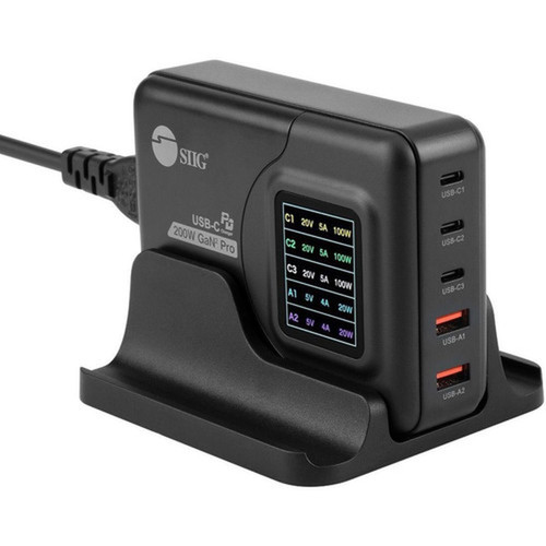 SIIG AC Adapter - 200 W - 120 V AC 230 V AC Input - 20 V DC 12 V DC 5 V DC 9 V DC 15 V DC Output - 5 A AC-PW1Y11-S1