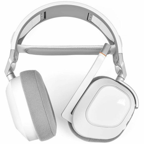 Corsair HS80 RGB WIRELESS Premium Gaming Headset with Spatial Audio - White - Stereo - USB - WiredWireless - 60 ft - 32 Kilo Ohm - 20 CA-9011236-NA