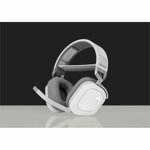 Corsair HS80 RGB WIRELESS Premium Gaming Headset with Spatial Audio - White - Stereo - USB - WiredWireless - 60 ft - 32 Kilo Ohm - 20 CA-9011236-NA
