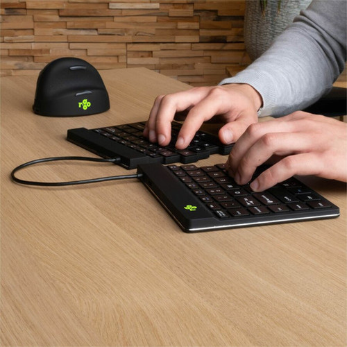 R-Go Split Break Keyboard - R-Go Split Break ergonomic keyboard with break software Bluetooth 50 QWERTY US layout wireless RGOSB-USWLBL