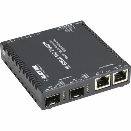 Black Box TransceiverMedia Converter - 2 x Network RJ-45 - Gigabit Ethernet - 1000Base-T 100Base-TX 100Base-FX 1000Base-X - 20 LGC340A-R2
