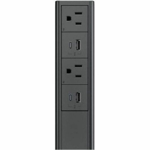 Wiremold Dash Series Power Tower - Graphite - 2 x Power Receptacles - 125 V AC  15 A Rectangular Tower - Graphite P4HUHUGR