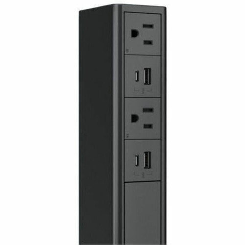 Wiremold Dash Series Power Tower - Graphite - 2 x Power Receptacles - 125 V AC  15 A Rectangular Tower - Graphite P4HUHUGR