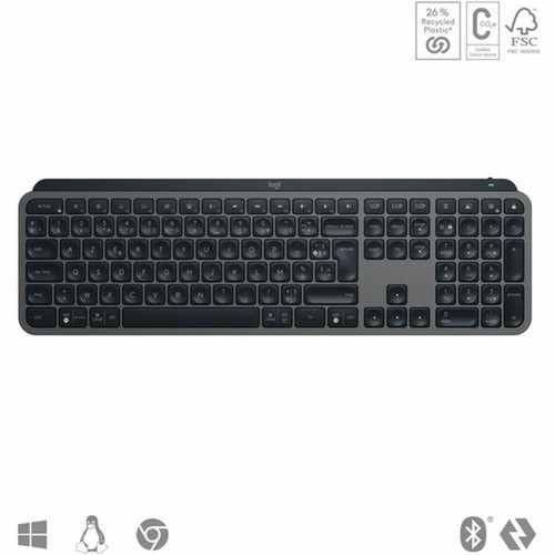 Logitech MX Keys S Master Keyboard - Wireless Connectivity - Bluetooth - 3281 ft 10000 mm - USB Type A Interface - French - QWERTY 920-011560