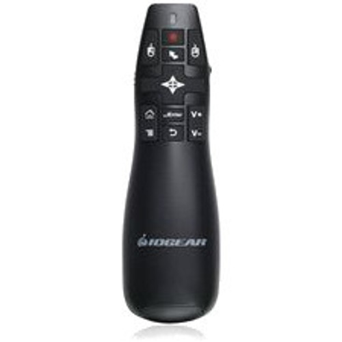 IOGEAR Red Point Pro 2.4GHz Gyroscopic Presentation Mouse with Laser Pointer - Laser - Wireless - Radio Frequency - 2.40 GHz - Black - (Fleet Network)
