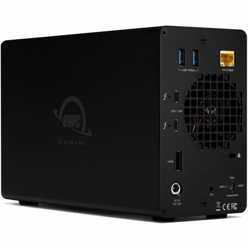 OWC Gemini Ultra X2 Drive Enclosure U2 - Thunderbolt 3 Host Interface - Black - Hot Swappable Bays - 2 x HDD Supported - 2 x SSD - 2 OWCTB3GMA2X08
