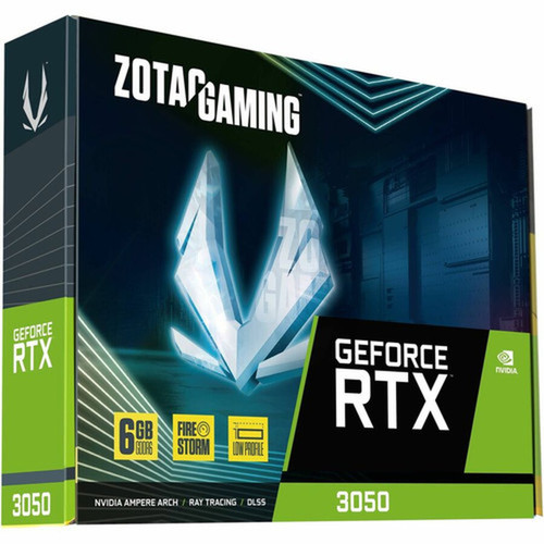 Zotac NVIDIA GeForce RTX 3050 Graphic Card - 6 GB GDDR6 - Low-profile - 7680 x 4320 - 147 GHz Boost Clock - 96 bit Bus Width - PCI x8 ZT-A30510L-10L
