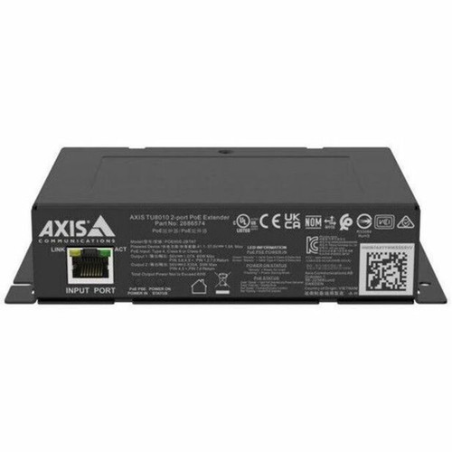 AXIS TU8010 PoE Extender 2-port - 1 x RJ-45 Input Ports - 2 x RJ-45 Output Ports - 90 W - Black 02726-001