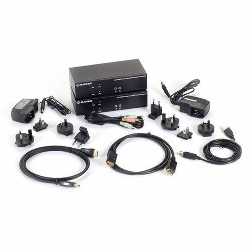 Black Box KVX Series KVM Extender Kit over Fiber - 4K Dual-Monitor HDMIDisplayPort USB 20 Serial Audio Local Video - 180446 - KVXLCHDPF-200-SFPBN1
