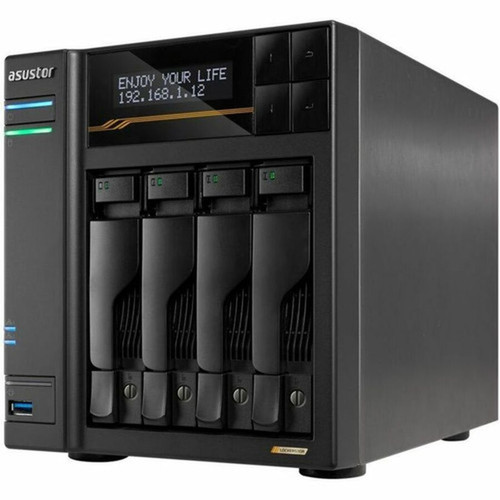 Asustor Lockerstor 4 Gen3 AS6804T 4 Bay NAS AMD Ryzen Quad-Core 23 GHz 16GB RAM ECC DDR5 4 M2 NVMe Slots Dual 5GbE and Dual USB AS6804T
