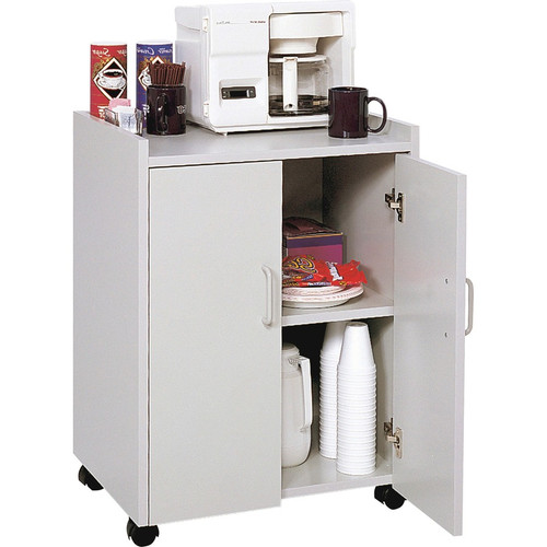 Safco Mobile Refreshment Utility Cart - 200 lb (90718.47 g) Capacity - 4 Casters - 2" (50.80 mm) Caster Size - Wood - 18" (457.20 mm) (Fleet Network)