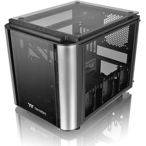 Thermaltake Level 20 VT Micro Chassis - Black - SPCC, Tempered Glass - 6 x Bay - Mini ITX, Micro ATX Motherboard Supported - 9 x - 3 x (CA-1L2-00S1WN-00)