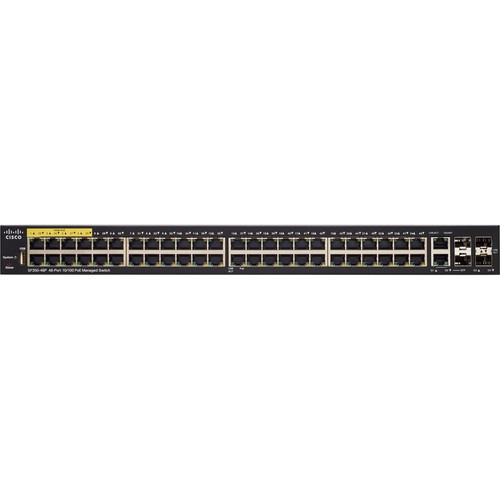 Cisco SF350-48P-K9-NA-RF 48-Port PoE Managed Switch - 48 Fast Ethernet + 4 SFP Slots - Layer 3 - Desktop Form Factor
