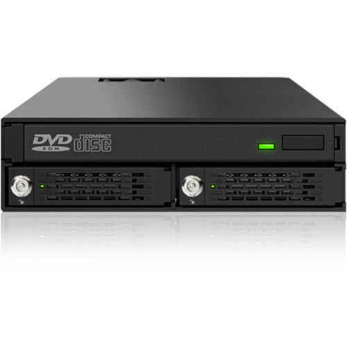 Icy Dock Internal 5.25 Inch Drive Enclosure With Serial ATA 600 Host Interface Black Dual Bay HDD SSD Hot Swap MB994IKO-3SB