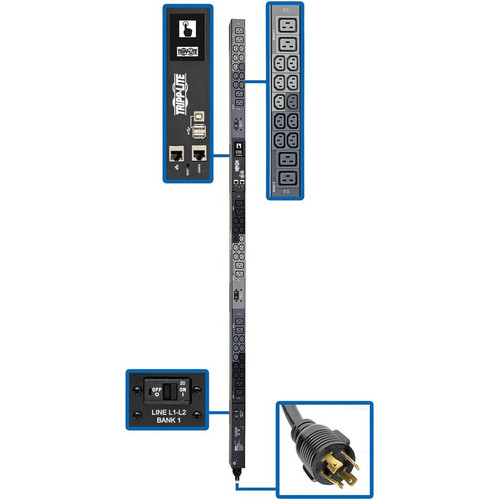 Tripp Lite by Eaton PDU3EVN6H50BA 42-Outlet PDU - Monitored - Hubbell CS8365C - 12 x IEC 60320 C19, 30 x IEC 60320 C13 - 230 V AC - - (Fleet Network)