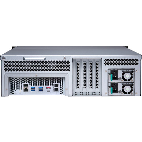 QNAP TS 1677XU RP 2600 SAN NAS Storage System AMD Ryzen 5 Hexa Core 3.40 GHz 16 Drive Bays SSD Support TS-1677XU-RP-2600-8G-US